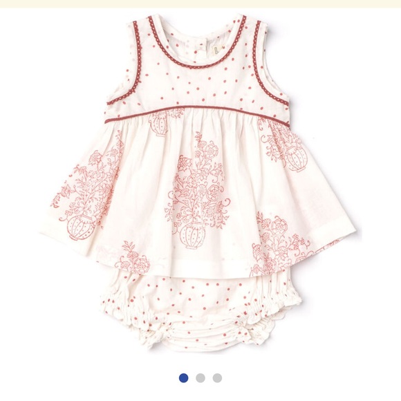 Lali Kids floral linen spring dress set with matching bloomers. Size 12 m - Picture 3 of 7